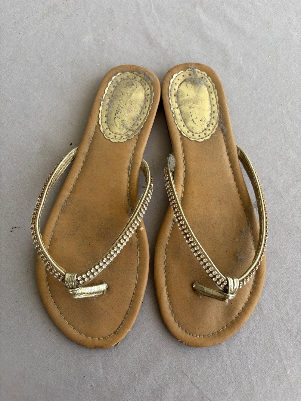 Gold Beaded Women’s Flip Flop Sandals